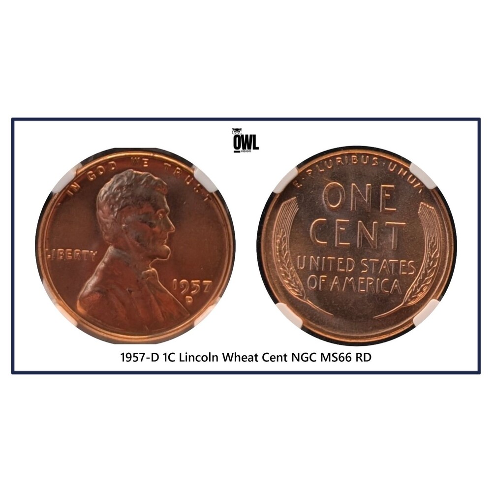 1957-D Lincoln Wheat Cent Penny NGC MS66 RD - 1c Denver